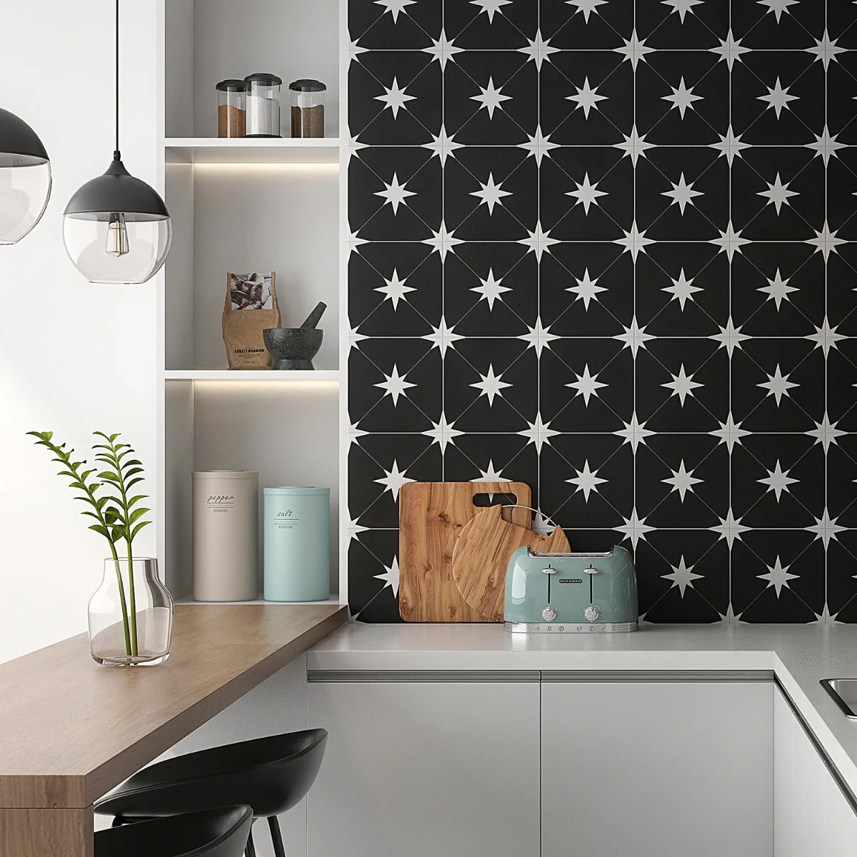 Tau Nero Black 9x9 Matte Porcelain Tile by Lux Tile - Image 7