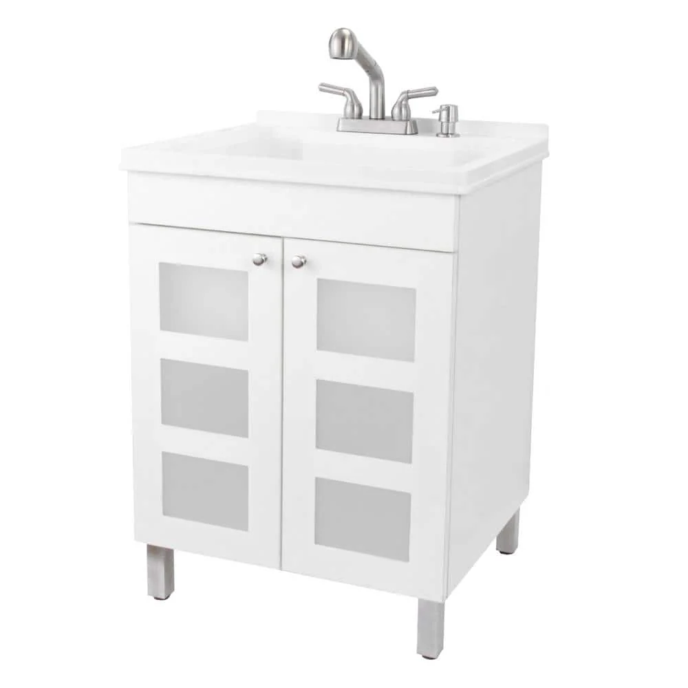 TEHILA 18 Gallon Thermoplastic Drop-in Laundry Sink with Stainless Faucet and Cabinet