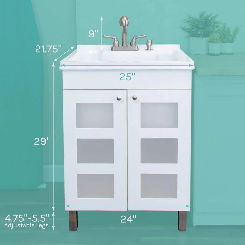 TEHILA 18 Gallon Thermoplastic Drop-in Laundry Sink with Stainless Faucet and Cabinet - Image 4