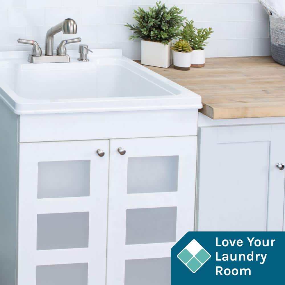 TEHILA 18 Gallon Thermoplastic Drop-in Laundry Sink with Stainless Faucet and Cabinet - Image 5
