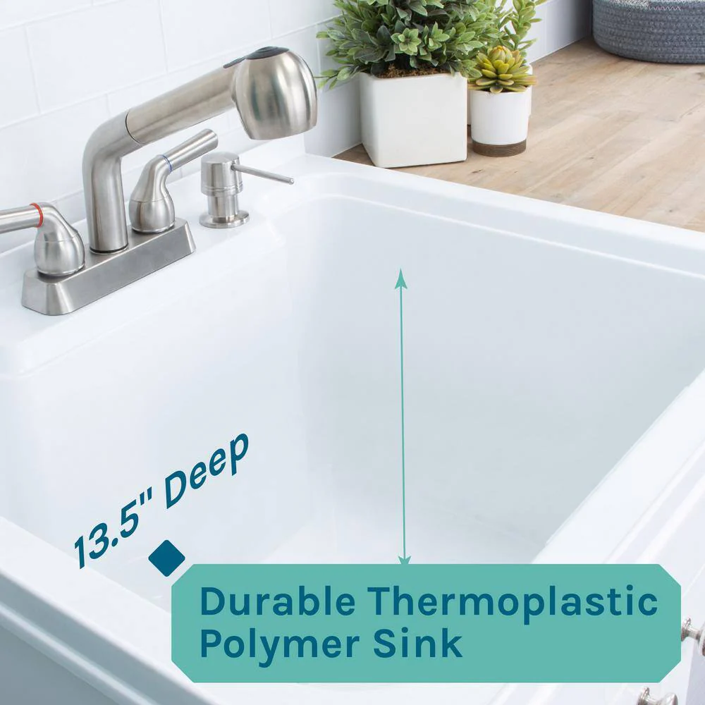 TEHILA 18 Gallon Thermoplastic Drop-in Laundry Sink with Stainless Faucet and Cabinet - Image 6