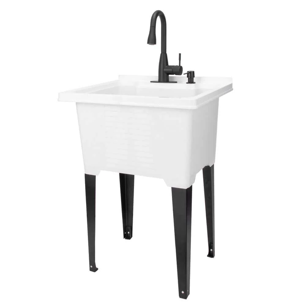 TEHILA 25 in. x 21.5 in. ABS Utility Sink with Matte Black Faucet