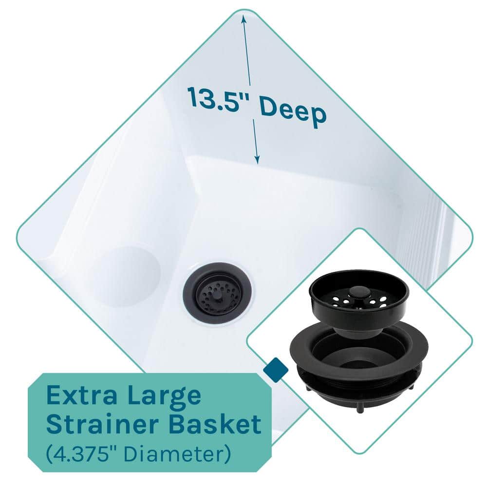 TEHILA 25 in. x 21.5 in. ABS Utility Sink with Matte Black Faucet - Image 8
