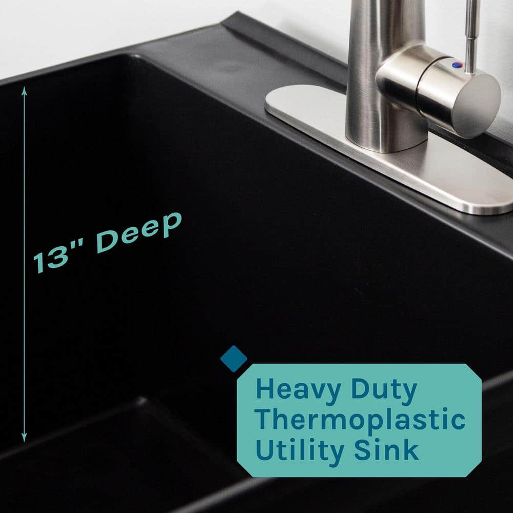 TEHILA Complete 19 Gal. Black Utility Sink with Pull-Down Faucet - Image 8