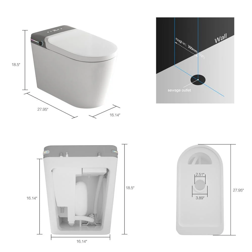 Tenleaf Elongated Smart Bidet Toilet with Heated Seat and Aromatherapy - Image 4