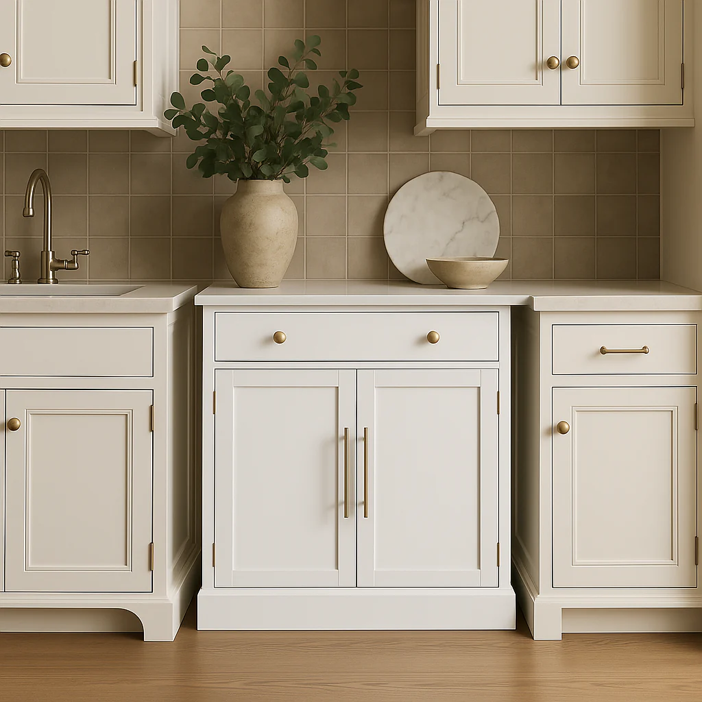 Tenleaf MDF Floor Base Kitchen Cabinet with Adjustable Shelves and Drawer, White - Image 3