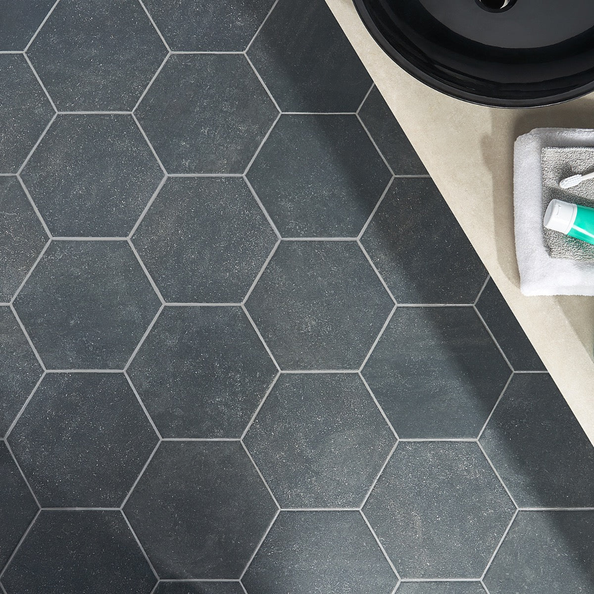 Texstone Antracita Dark Gray 9" Hexagon Matte Porcelain Tile - Image 4