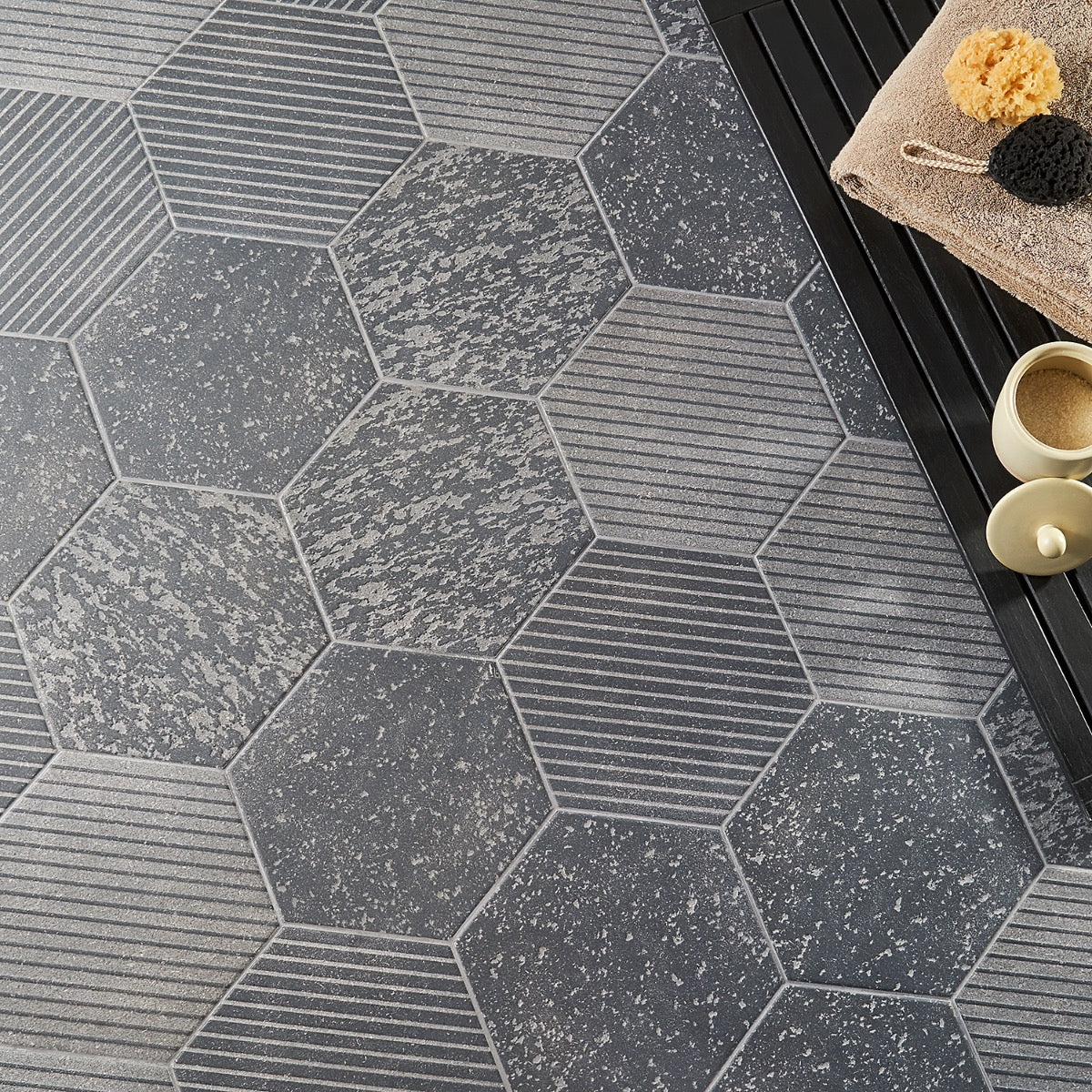 Texstone Deco Antracita Dark Gray 9" Hexagon Matte Porcelain Tile - Image 2