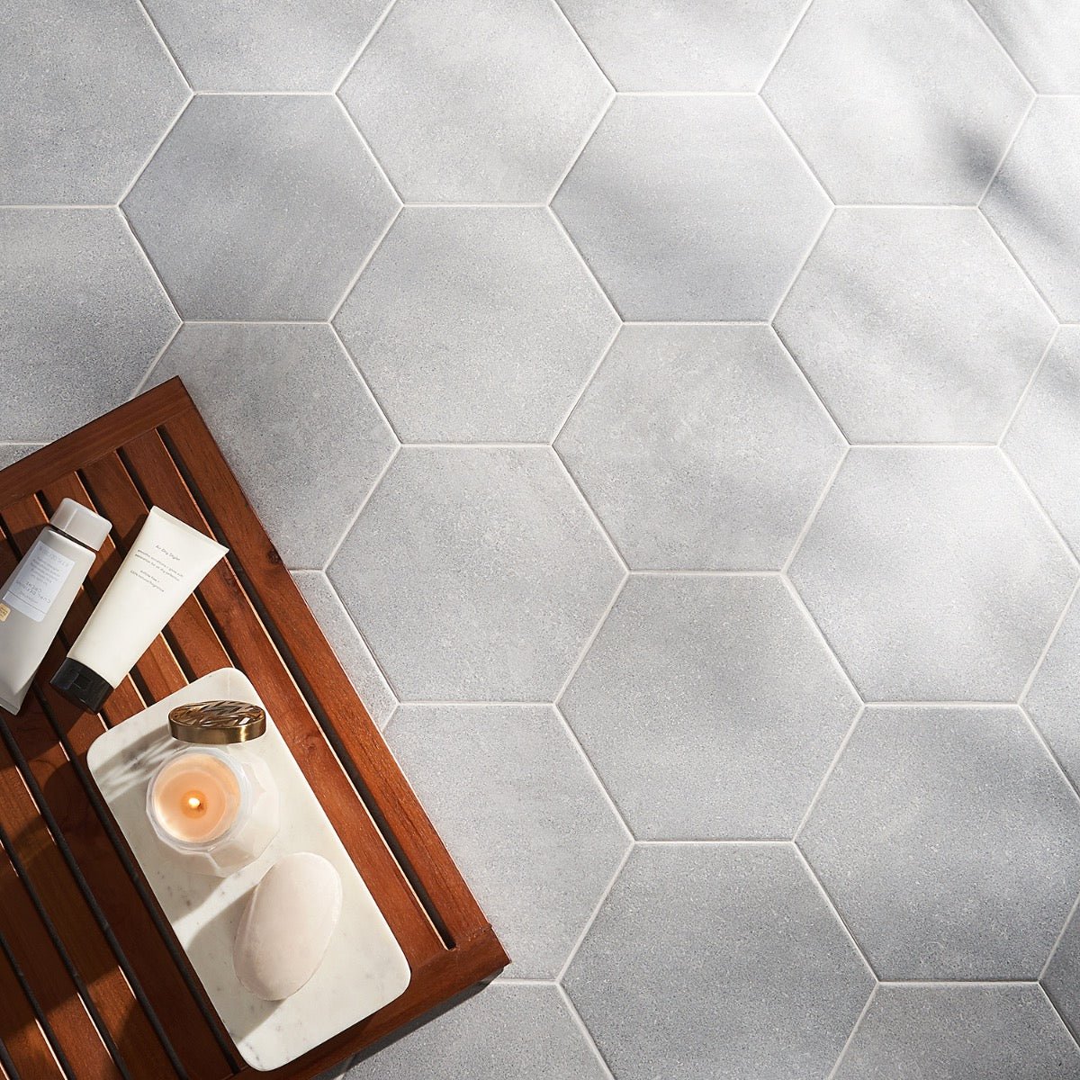 Texstone Gris Gray 9" Hexagon Matte Porcelain Tile - Lux Tile - Image 2