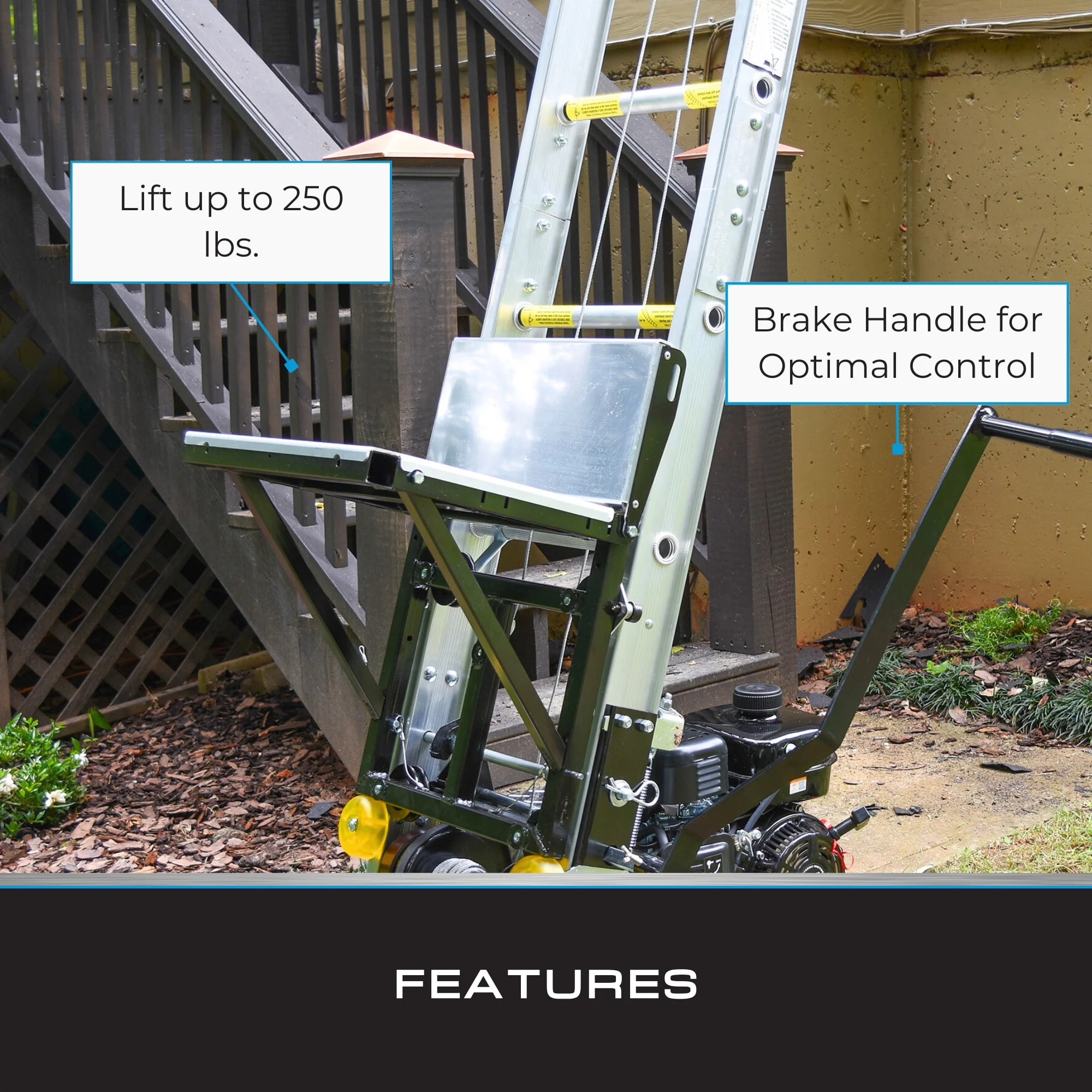 Tie Down TranzPorter TP250 Electric Roofing Platform Ladder Hoist, 44‑ft Reach, 250‑lb Capacity - Image 6