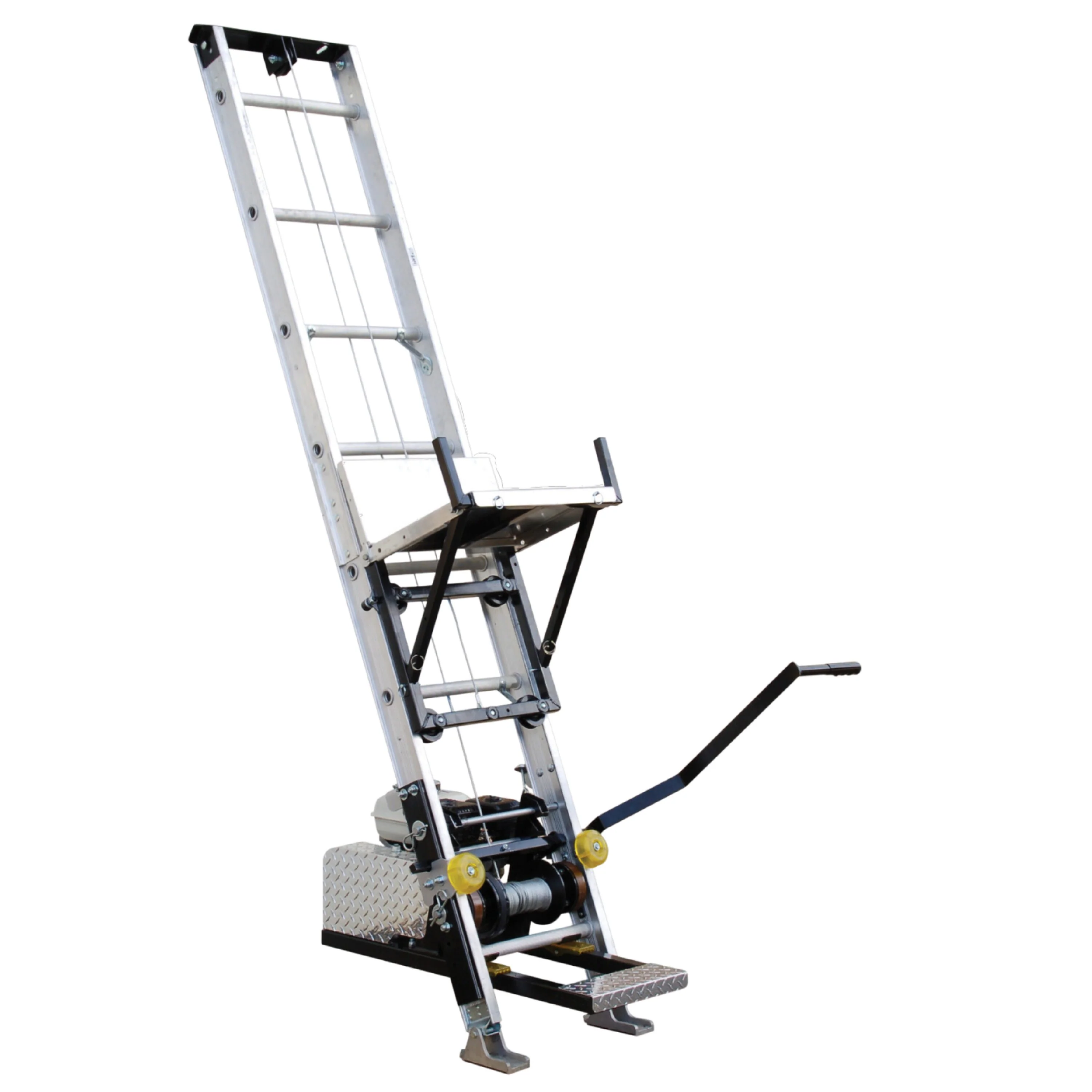 Tie Down TranzPorter TP250 Roofing Platform Ladder Hoist with Lifan Engine, 28–44 ft Reach, 250 lb Capacity