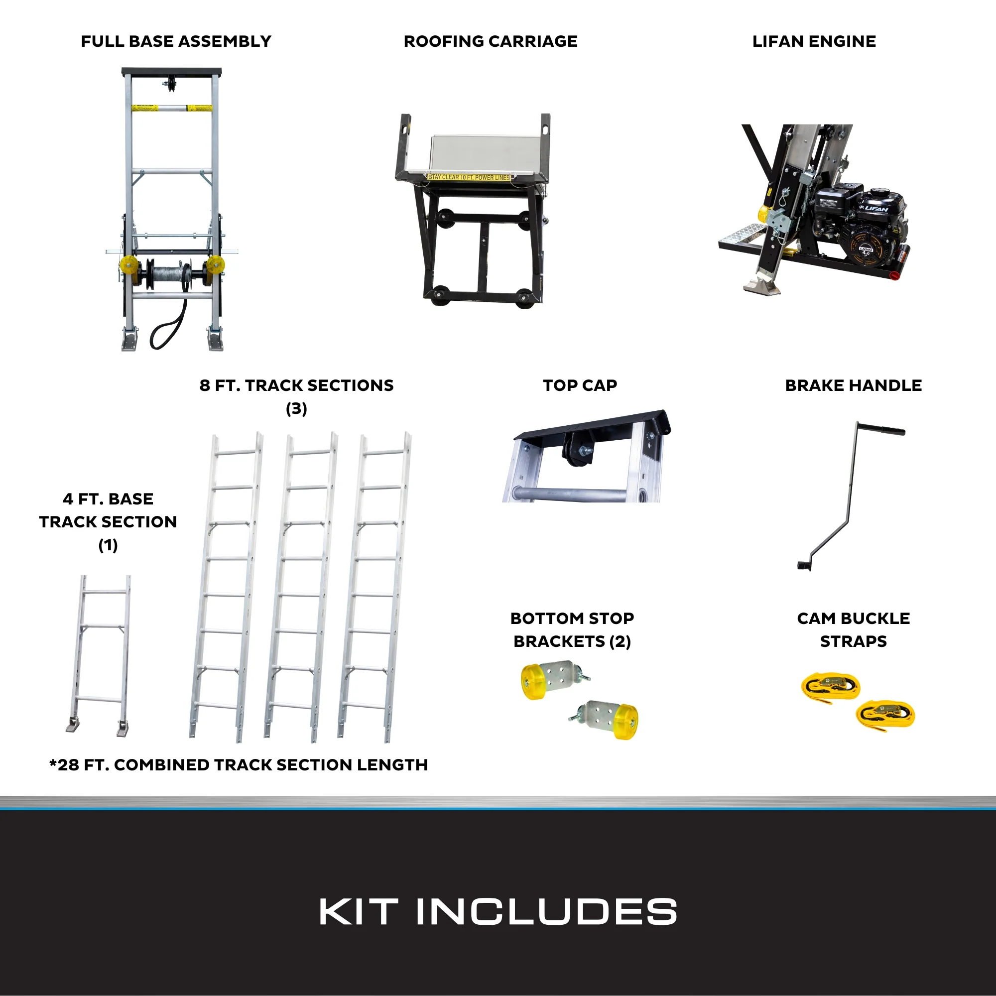 Tie Down TranzPorter TP250 Roofing Platform Ladder Hoist with Lifan Engine, 28–44 ft Reach, 250 lb Capacity - Image 7
