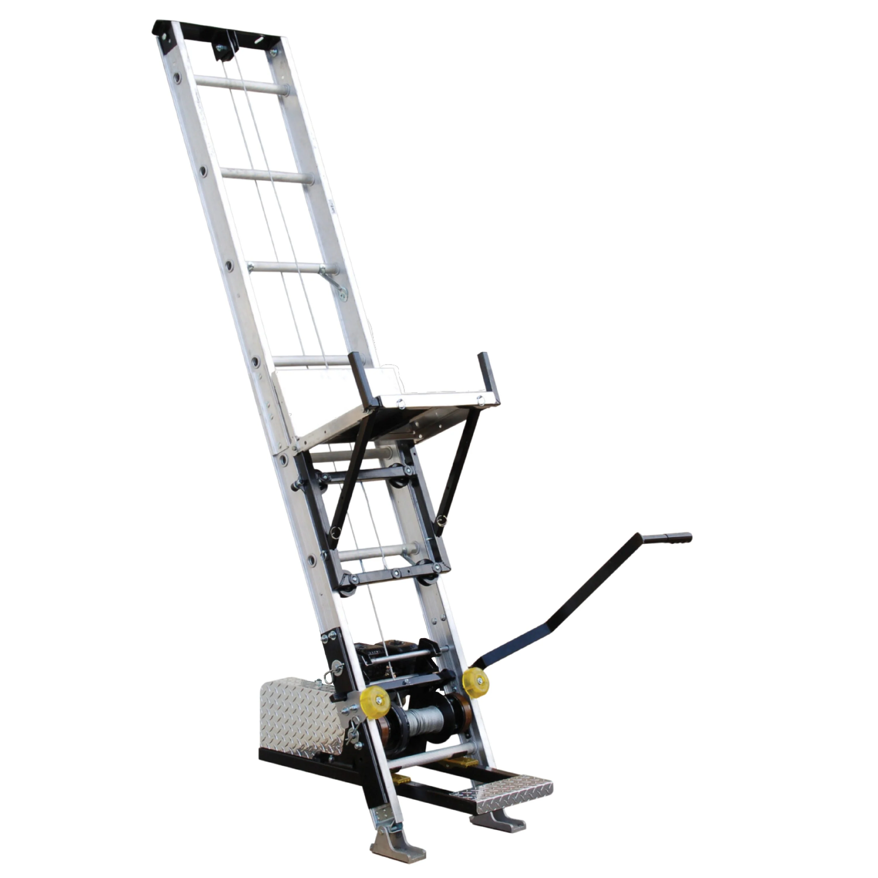 Tie Down TranzPorter TP400 Electric Motor Roofing Platform Ladder Hoist, 28-ft Track (44-ft Max with Extensions)