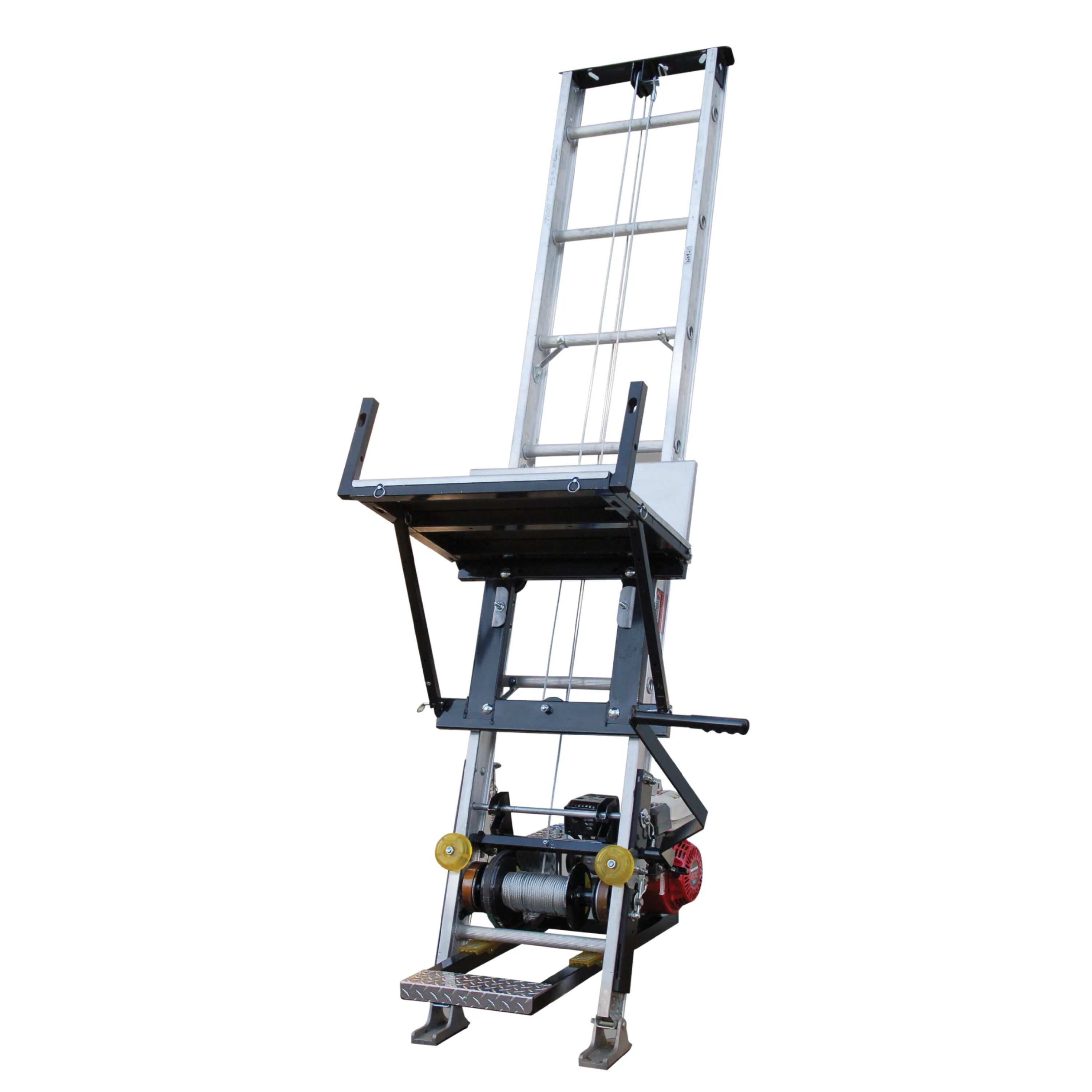 Tie Down TranzPorter TP400 Roofing Platform Ladder Hoist with Honda Engine, 28-ft Track (Expandable to 44-ft)