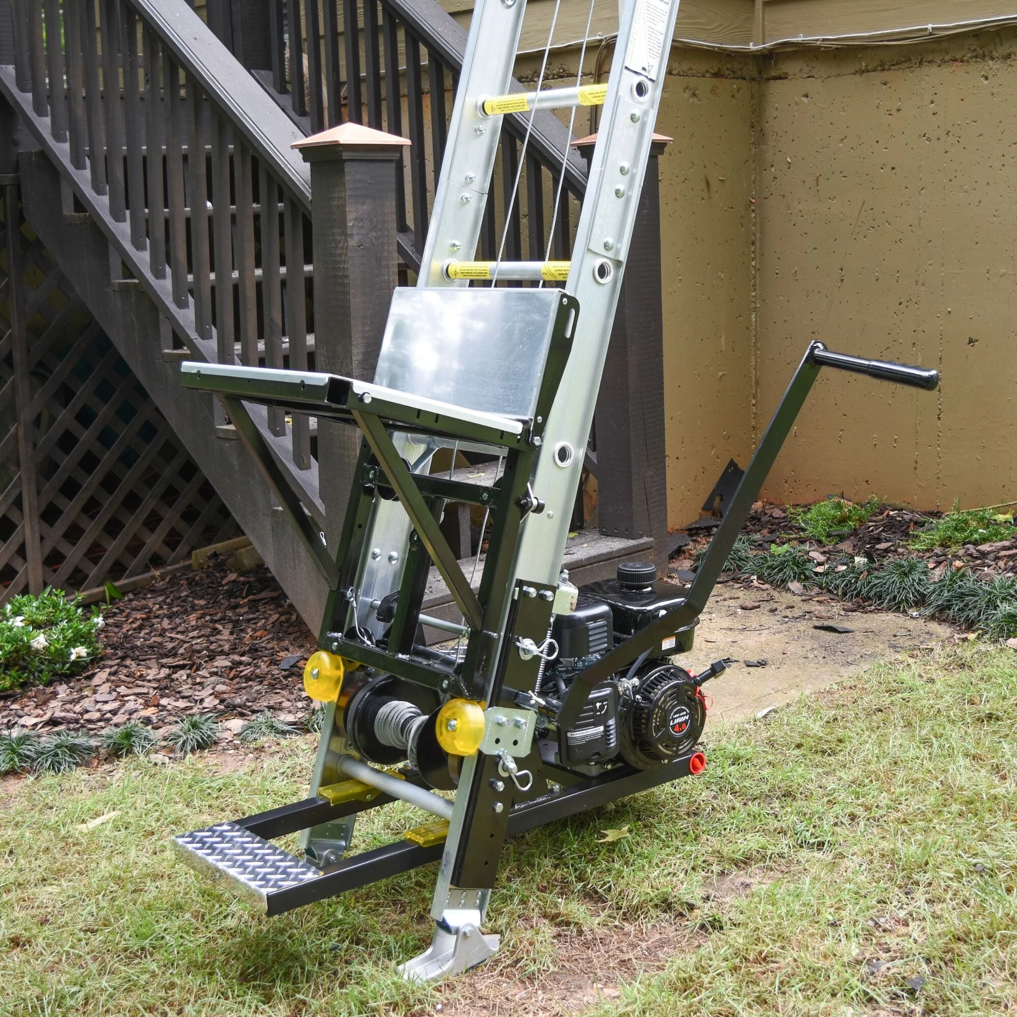 Tie Down TranzPorter TP400 Roofing Platform Ladder Hoist with Lifan Gas Engine, 28-ft Track, 400-lb Capacity - Image 2