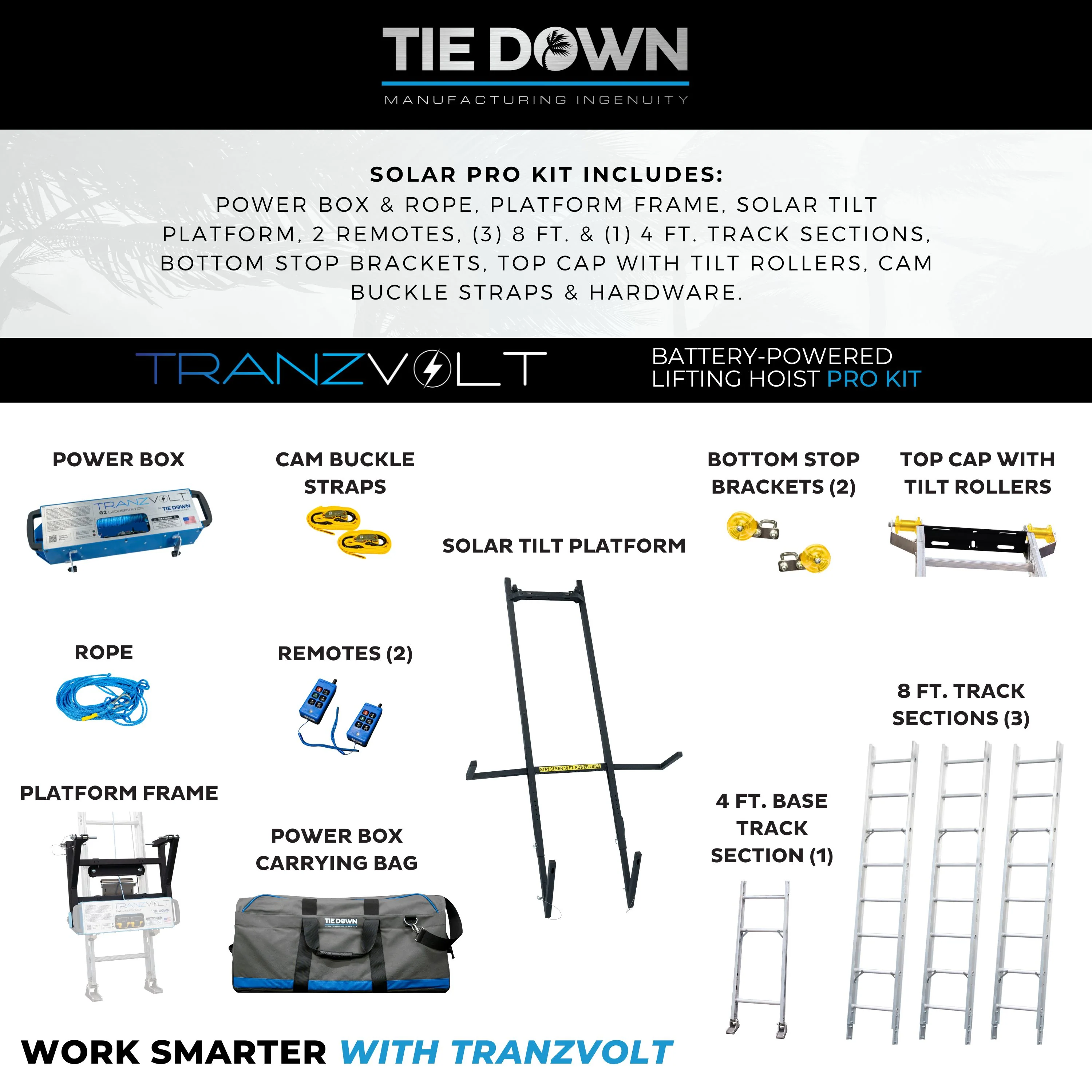Tie Down TranzVolt Solar Tilt Platform (Platform Only) for Ladder Hoists, SKU 40676 - Image 5