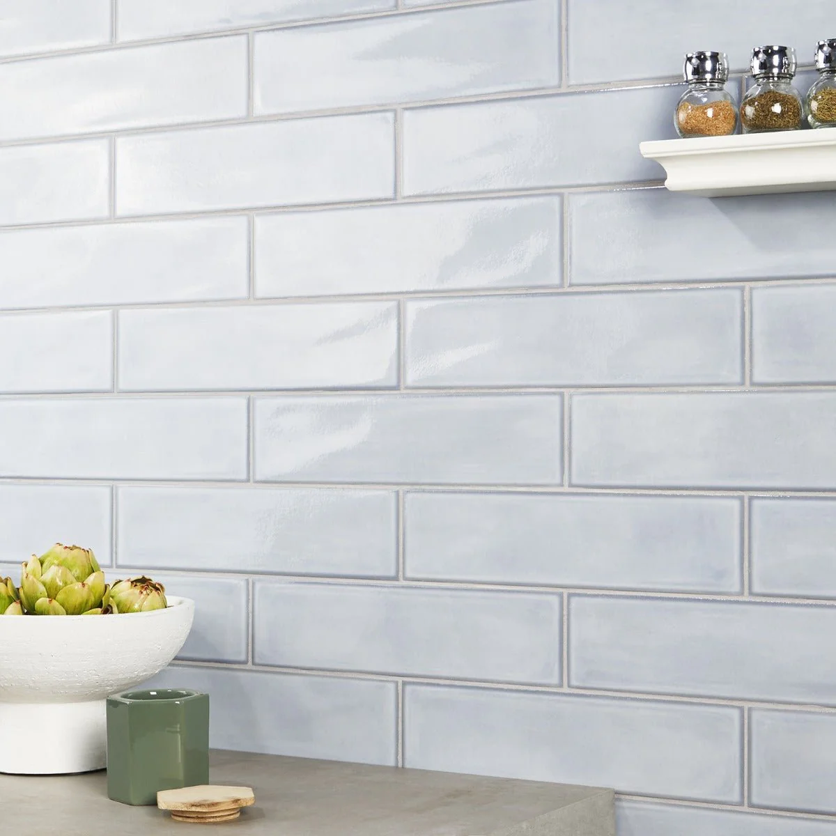 ArtBlock Azure Light Blue Glossy Porcelain Tile 4x16 by Stacy Garcia - Image 7