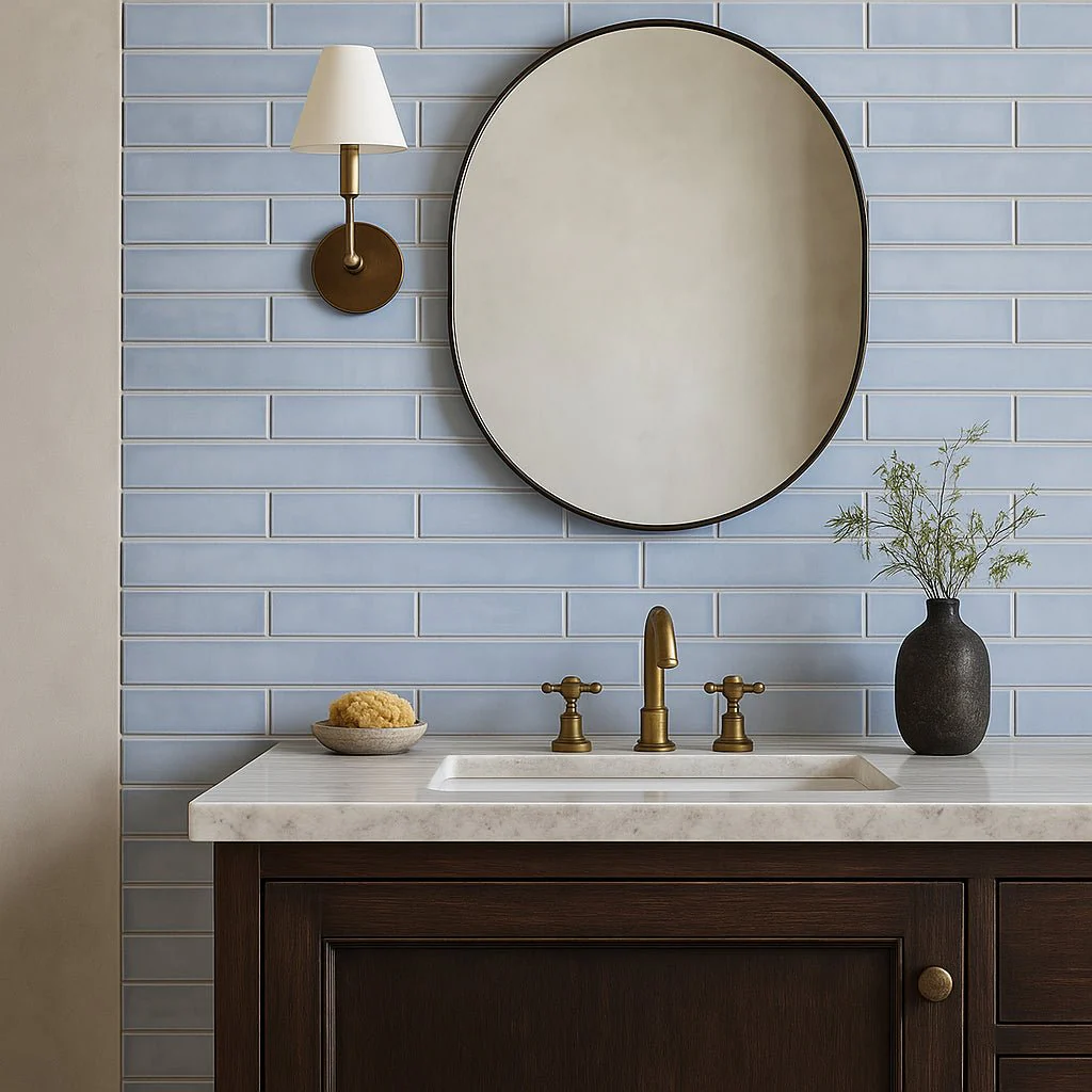 ArtBlock Azure Light Blue Glossy Porcelain Tile 4x16 by Stacy Garcia - Image 9