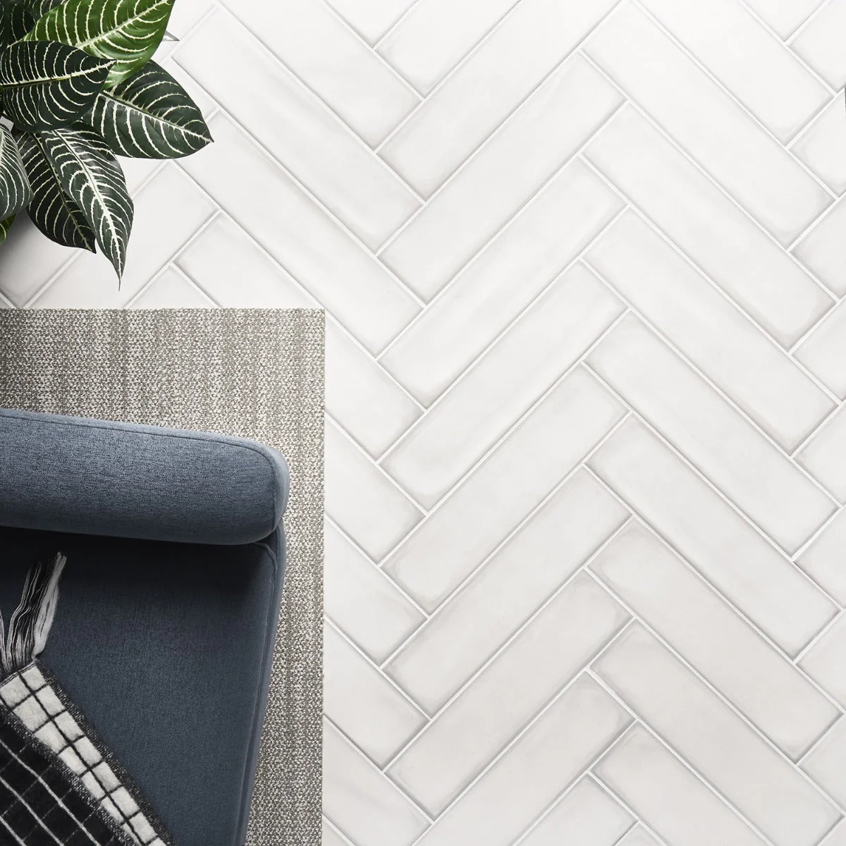 ArtBlock Bianco White 4x16 Matte Porcelain Tile by Stacy Garcia