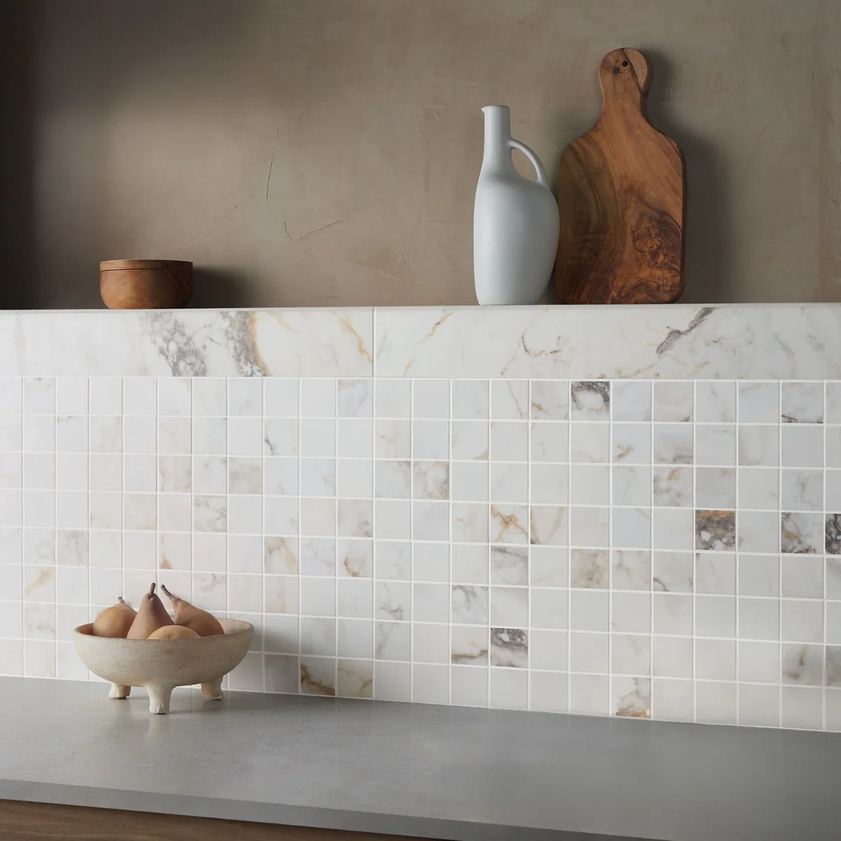 Tilebar Calacatta Macchia White Gold 2x2 Matte Porcelain Mosaic Tile