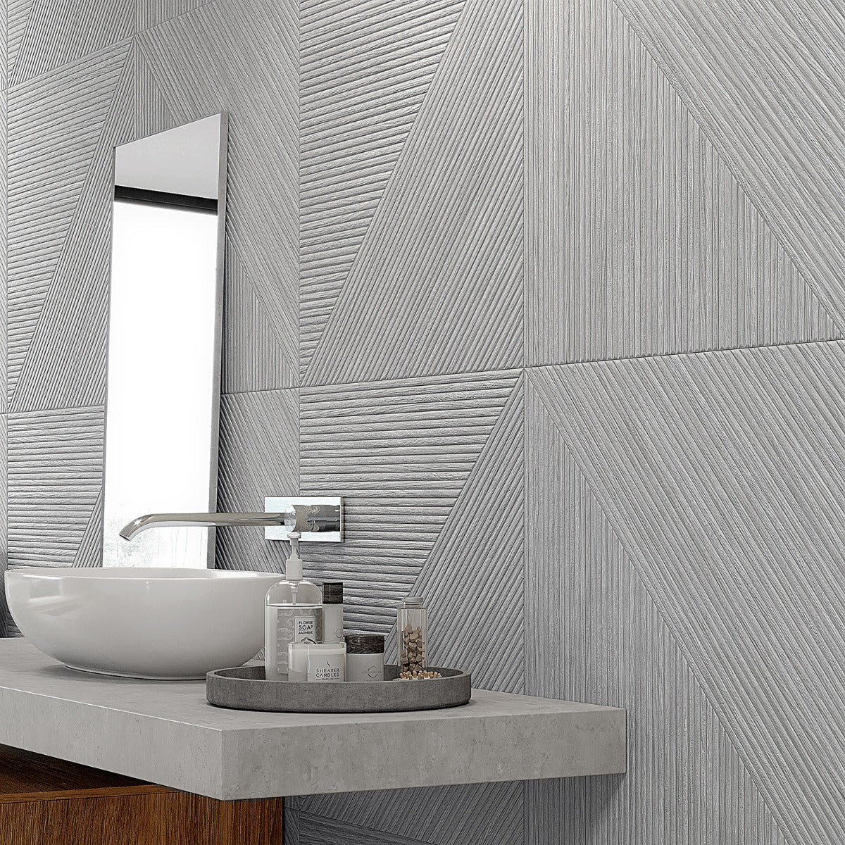 Tilebar Enso Gray 24x48 Ribbed Matte Fluted Porcelain Tile - Image 2