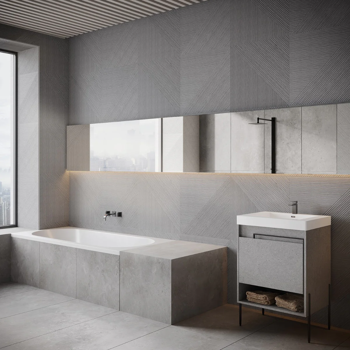 Tilebar Enso Gray 24x48 Ribbed Matte Fluted Porcelain Tile - Image 3