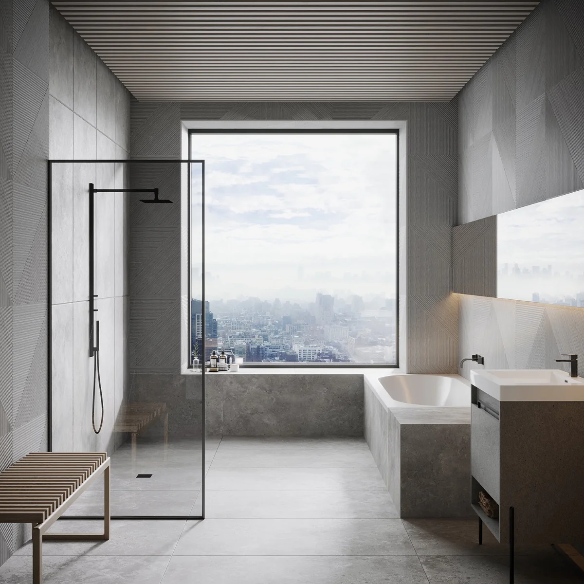 Tilebar Enso Gray 24x48 Ribbed Matte Fluted Porcelain Tile - Image 8