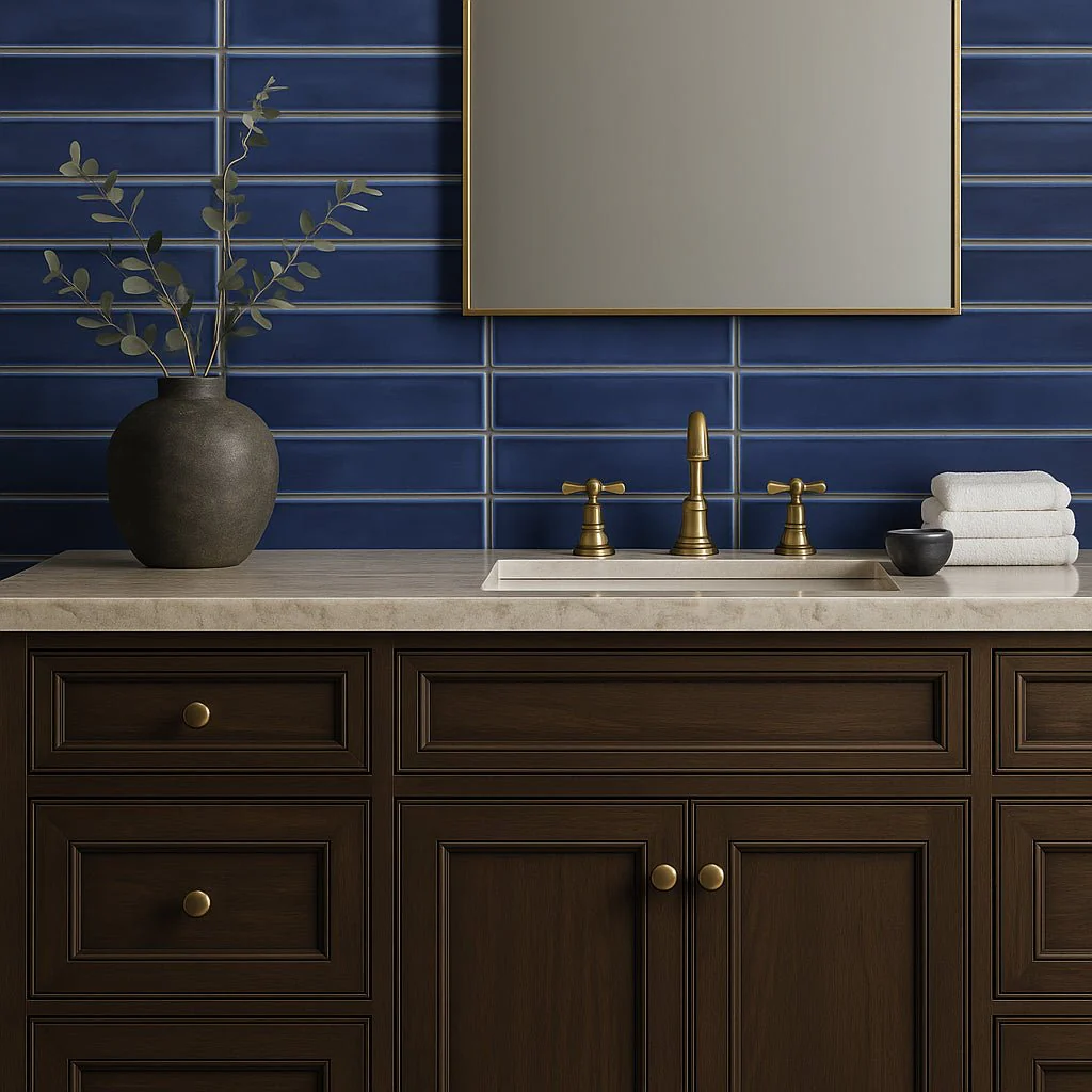 Stacy Garcia ArtBlock Denim Blue 4x16 Glossy Porcelain Tile - Image 9