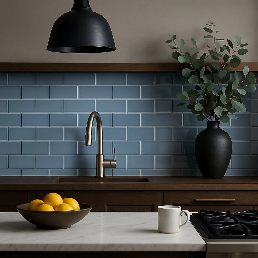 Vector Azul Blue 4x8 Polished Ceramic Subway Wall Tile - Image 9