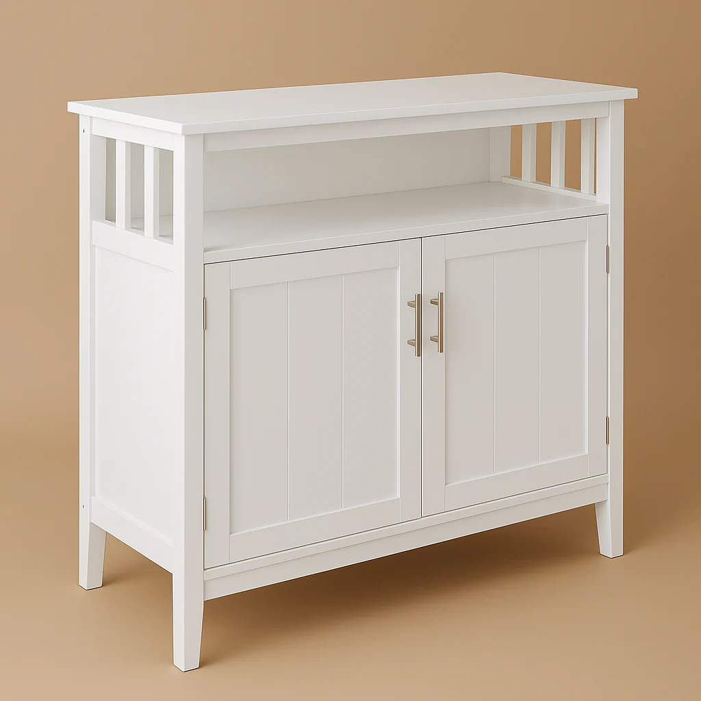 Tileon White MDF Kitchen Cabinet Sideboard - 39.96 in. W x 15.75 in. D x 34.25 in. H