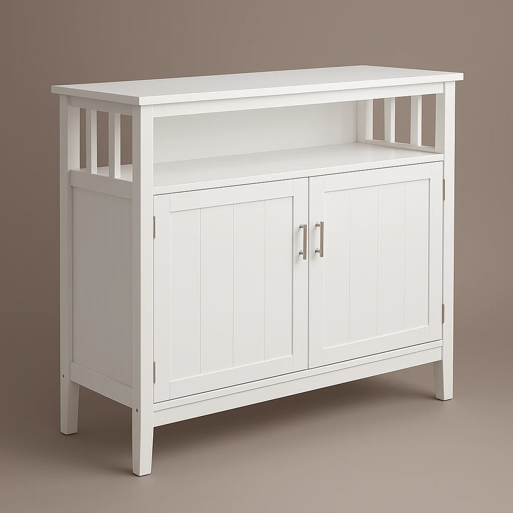 Tileon White MDF Kitchen Cabinet Sideboard - 39.96" W x 15.75" D x 34.25" H