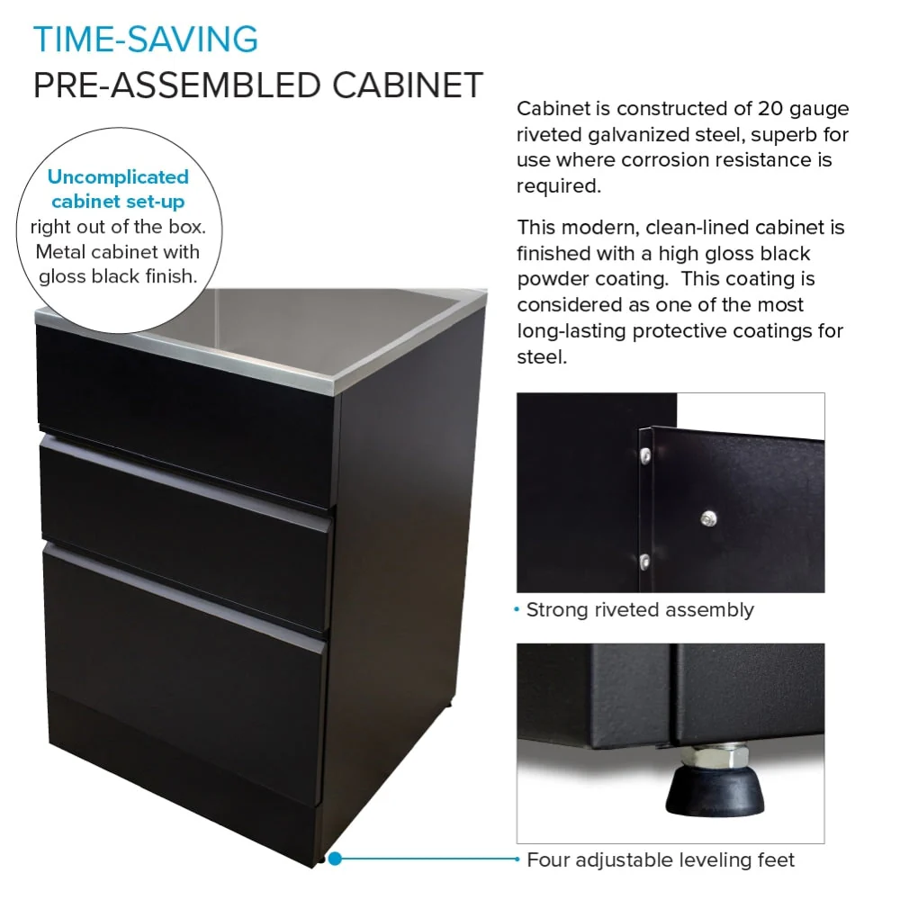 Transolid Matte Black Freestanding Laundry Sink with Cabinet and Faucet - Image 4