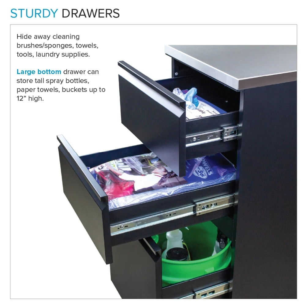 Transolid Matte Black Freestanding Laundry Sink with Cabinet and Flex+Freeze Faucet - Image 11