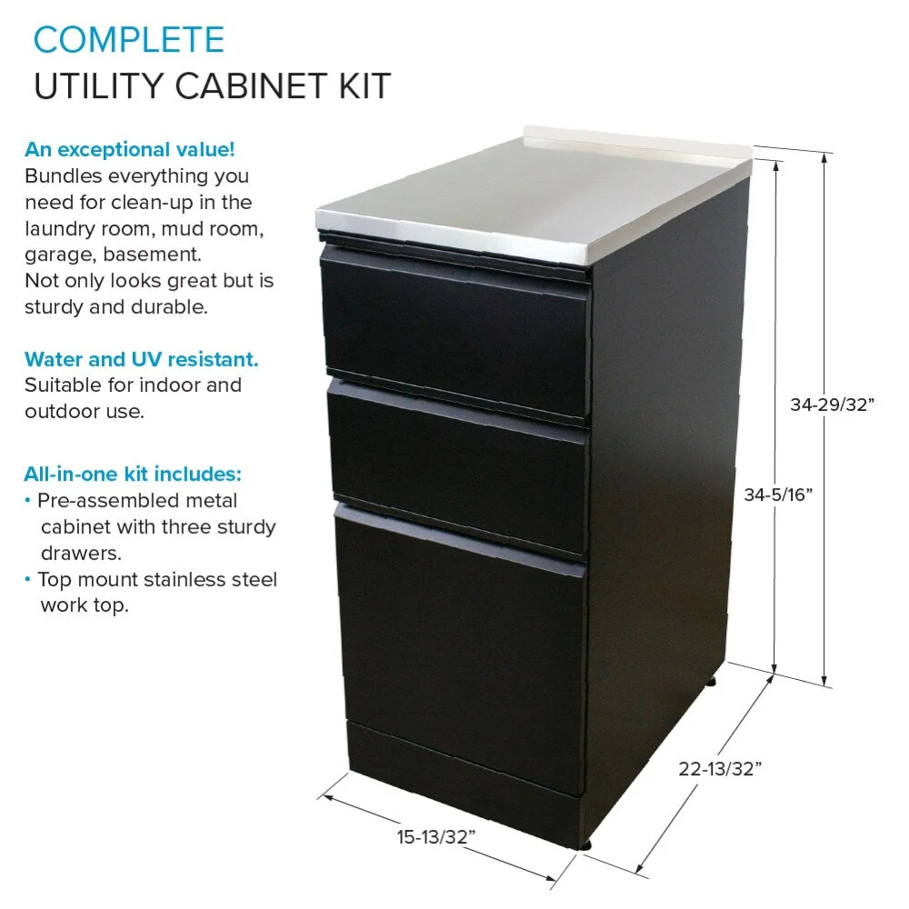 Transolid Matte Black Freestanding Laundry Sink with Cabinet and Flex+Freeze Faucet - Image 8
