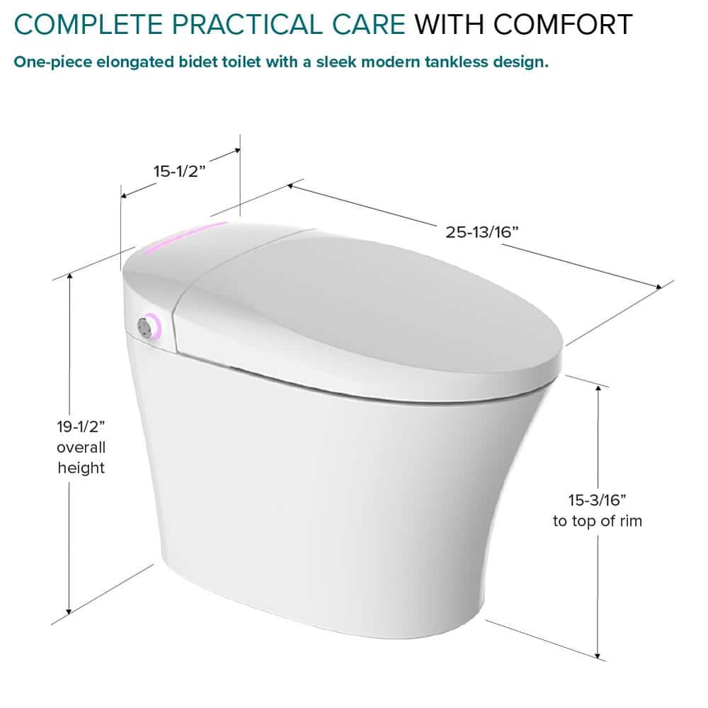 Transolid Rosemary 1-Piece Dual Flush Elongated Smart Toilet Bidet - Image 6