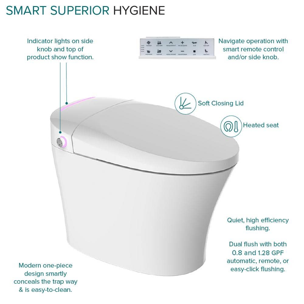 Transolid Rosemary 1-Piece Dual Flush Elongated Smart Toilet Bidet - Image 8