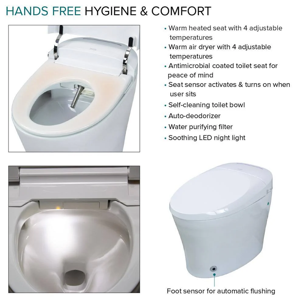 Transolid Rosemary 1-Piece Dual Flush Elongated Smart Toilet Bidet - Image 9