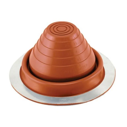 TRI-BUILT Metal Roof Flashing, Silicone, 0"–5" Pipe Range, Terra Cotta, #3 Round Base, 7-3/4"