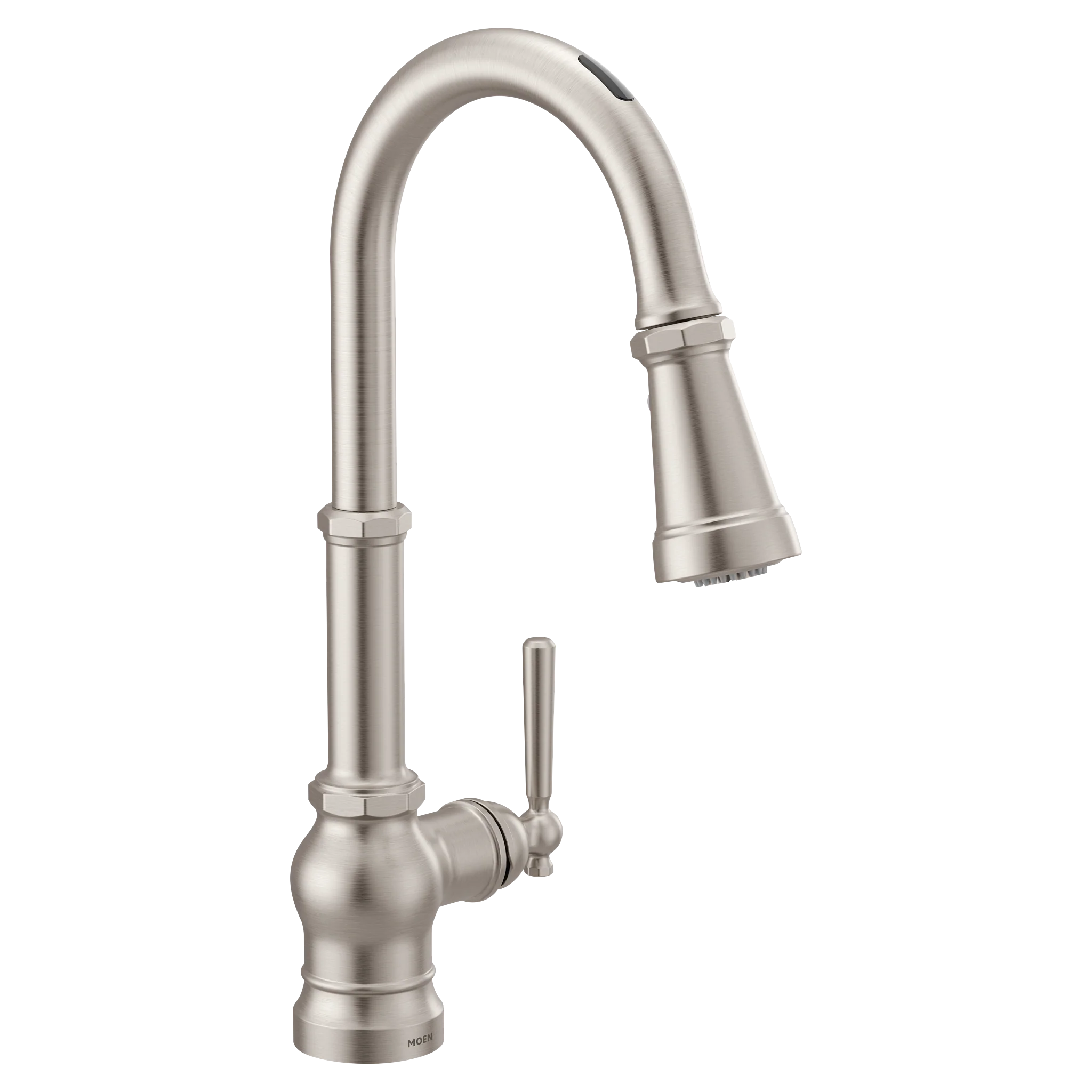 U by Moen Paterson Single-Handle Pull-Down Sprayer Smart Kitchen Faucet with Voice Control and PowerBoost, Matte Black