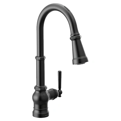 U by Moen Paterson Single-Handle Pull-Down Sprayer Smart Kitchen Faucet with Voice Control and PowerBoost, Matte Black - Image 2