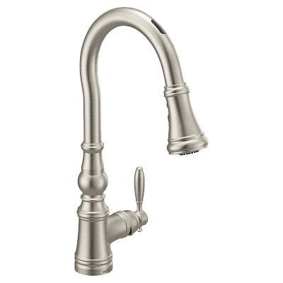 U by Moen Weymouth Single-Handle Pull-Down Sprayer Smart Kitchen Faucet with Voice Control in Spot Resist Stainless