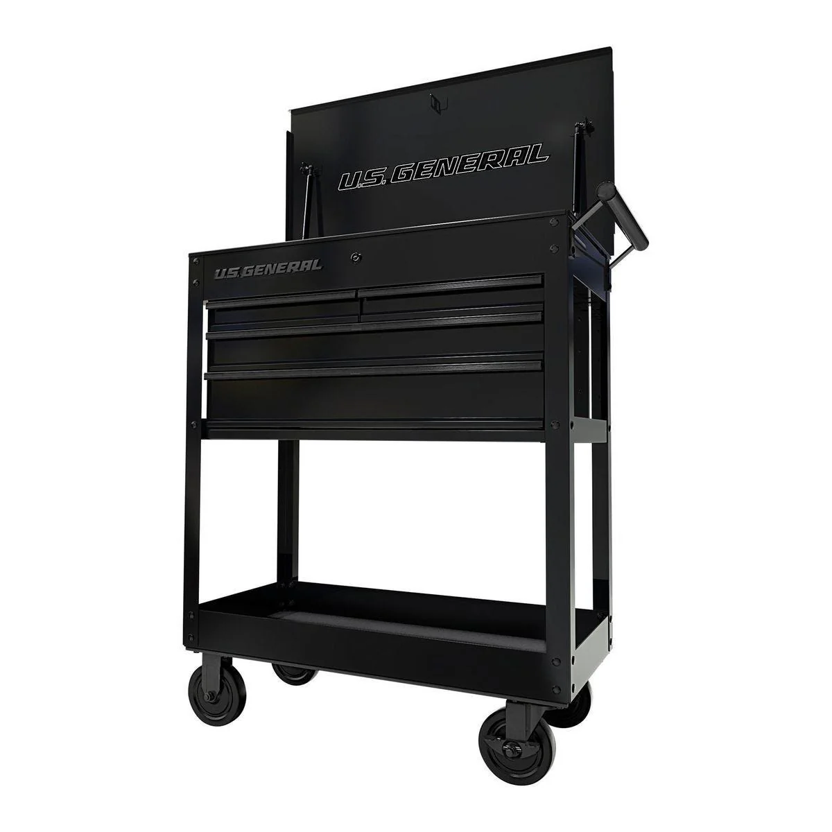 U.S. General 30 in. 4-Drawer Black Tech Cart