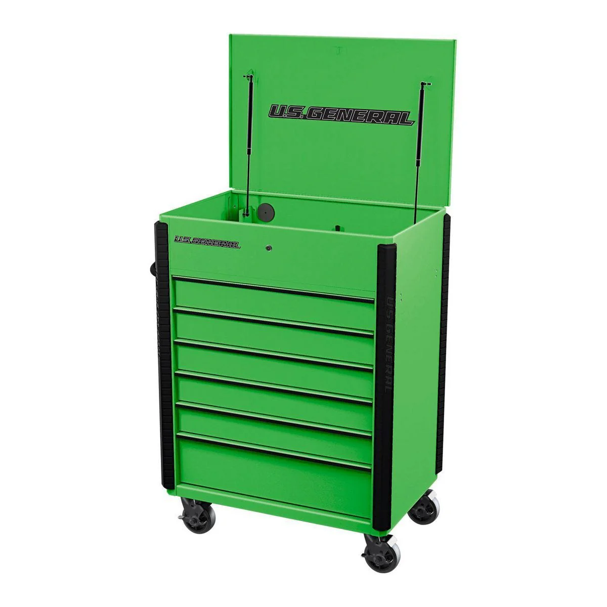 U.S. GENERAL 34 in. x 23 in., 6-Drawer Full-Bank Service Cart, Green