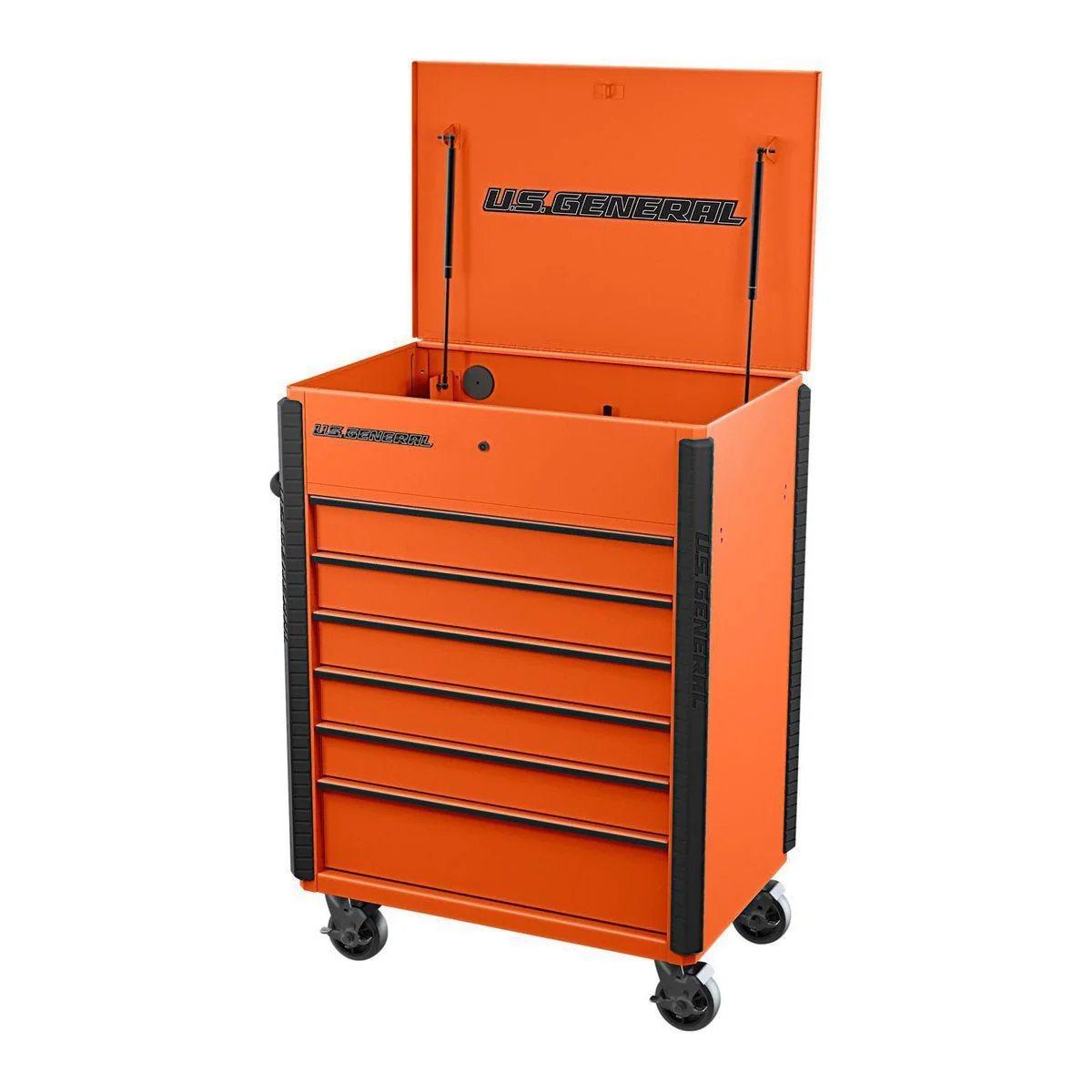 U.S. GENERAL 34 in. x 23 in., 6-Drawer Full-Bank Service Cart, Orange