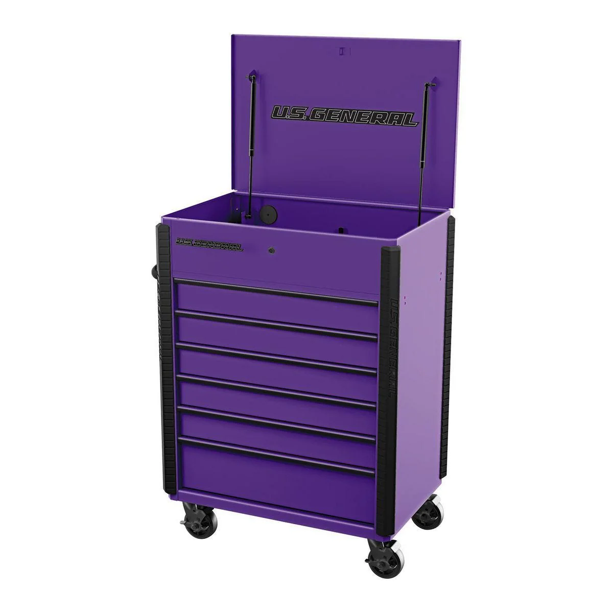 U.S. GENERAL 34 in. x 23 in., 6-Drawer Full-Bank Service Cart, Purple