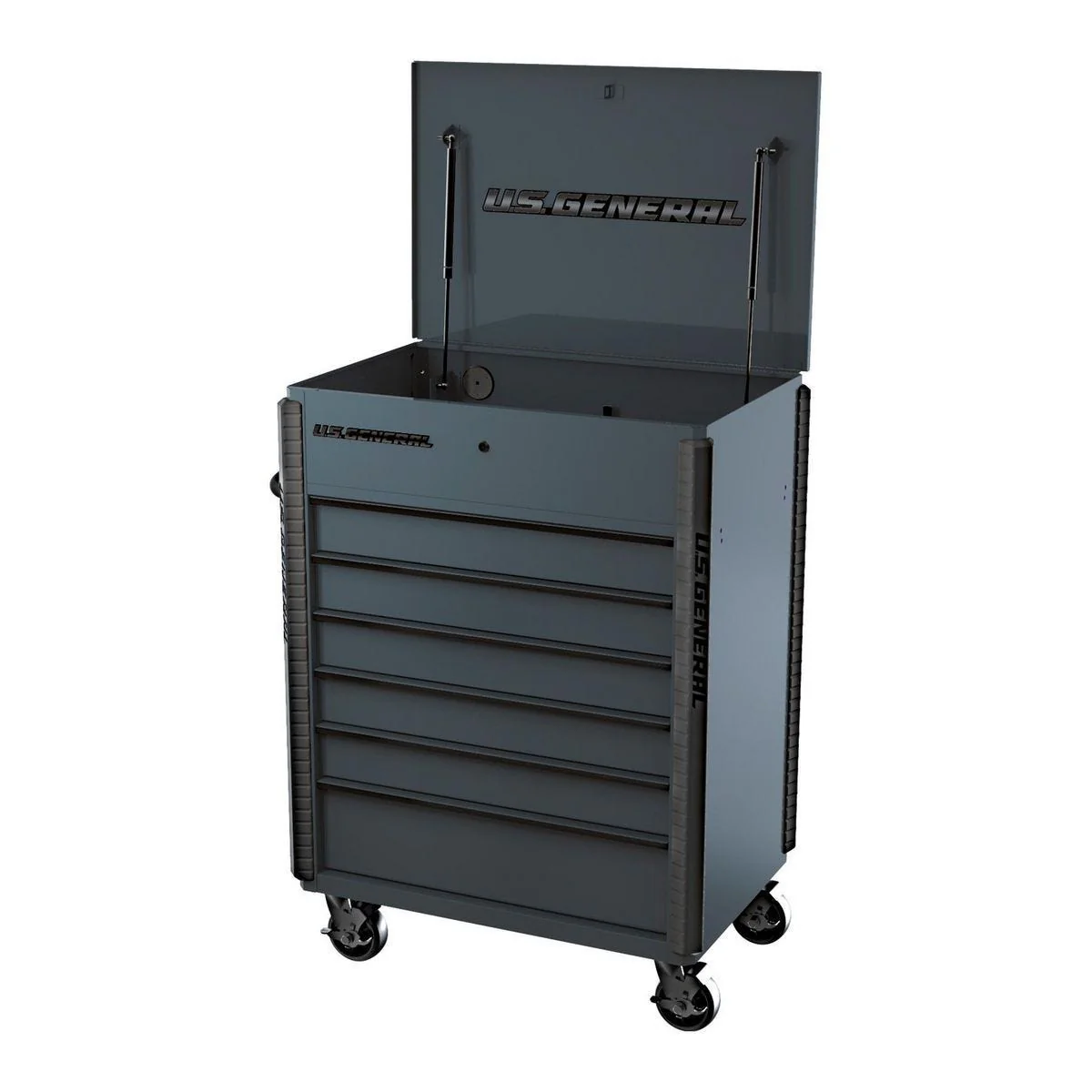 U.S. GENERAL 34 in. x 23 in., 6-Drawer Full-Bank Service Cart, Slate Gray