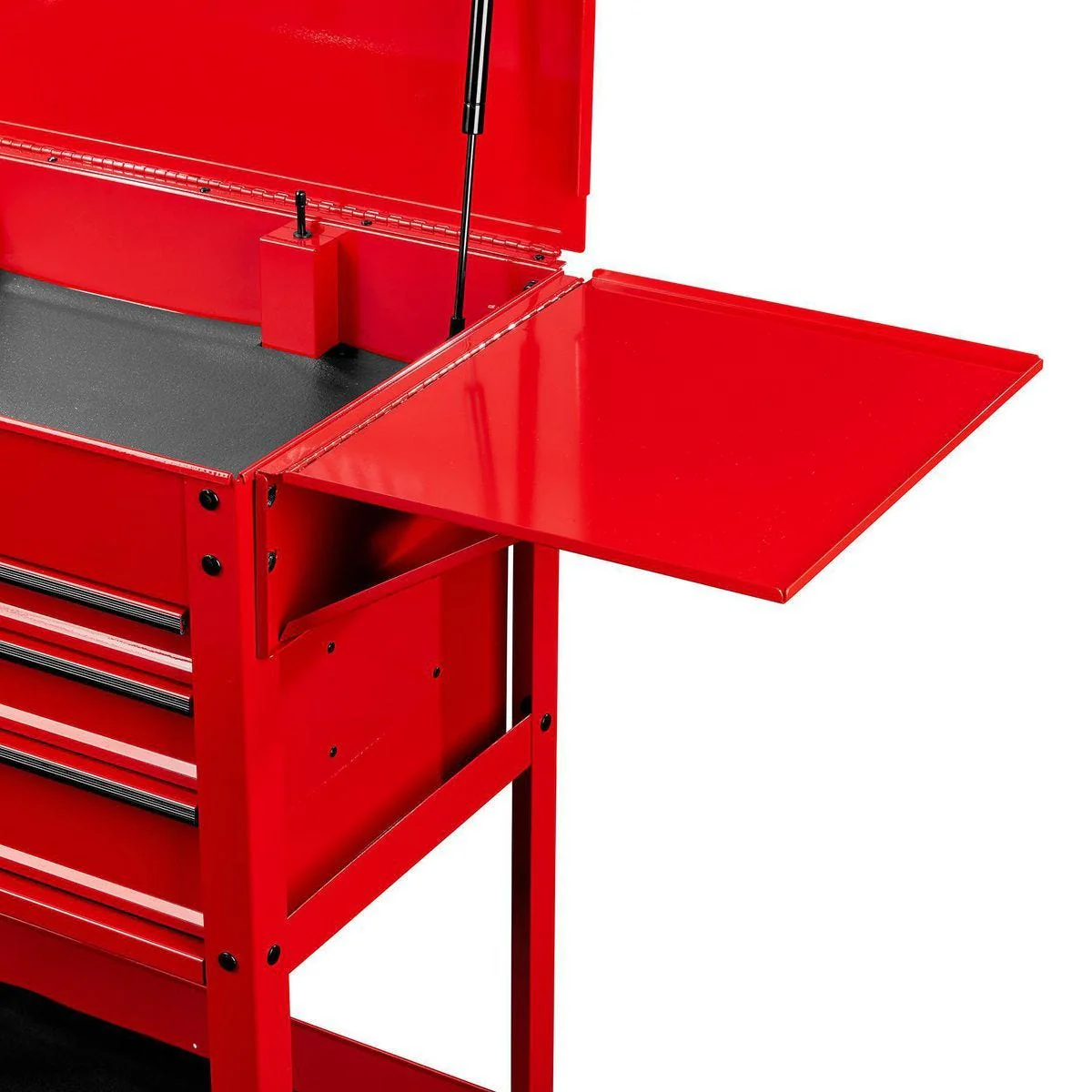 U.S. GENERAL Folding Side Tray for 4-Drawer Tech Cart, Red