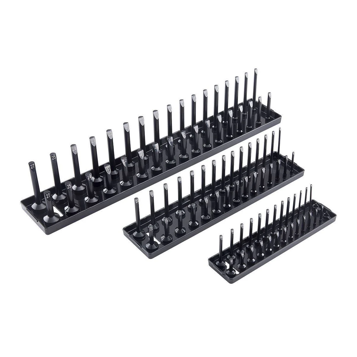 U.S. GENERAL Peg-Type Metric Socket Tray, 3 Piece, Black