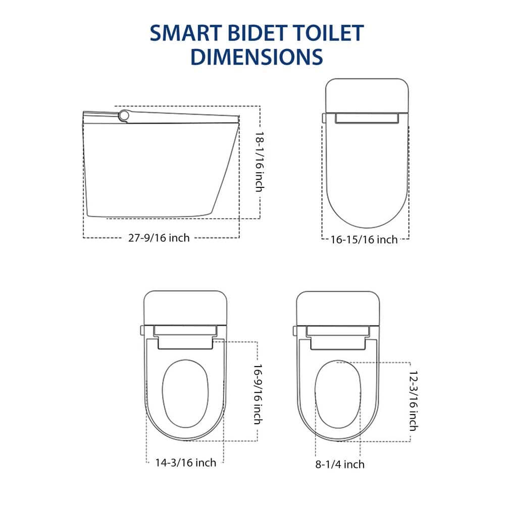 Unbranded 1.28 GPF Smart Bidet Toilet with Heated Seat - Image 2