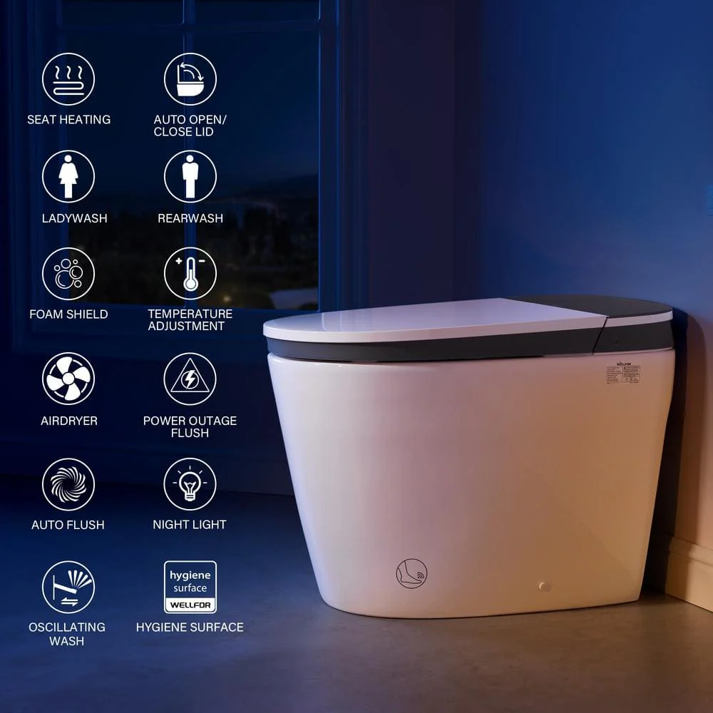Unbranded 1.6/1.1 GPF ADA Smart Toilet Bidet with Auto Open/Close & UV-C Disinfection - Image 2